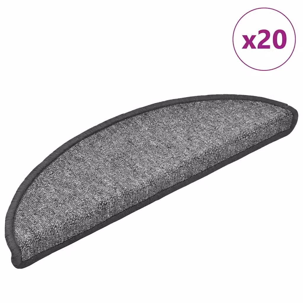 Set di 20 tappetini per scale semicircolari vidaXL, colore grigio scuro, autoadesivi e antiscivolo, L: 56 cm, P: 17 cm, H: 3,5 cm