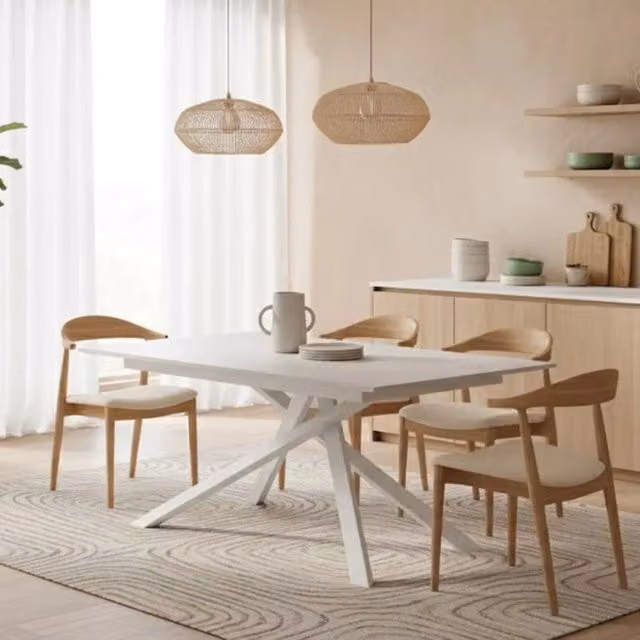 Tavolo da pranzo allungabile Pluto Duzzle effetto cemento bianco, L: 140-190 cm, P: 90 cm, H: 76 cm – 1