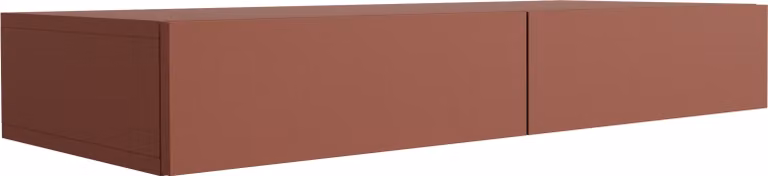 Comò sospeso con due cassetti, frontale liscio, color terracotta, dimensioni 100 x 39,6 x 16 cm