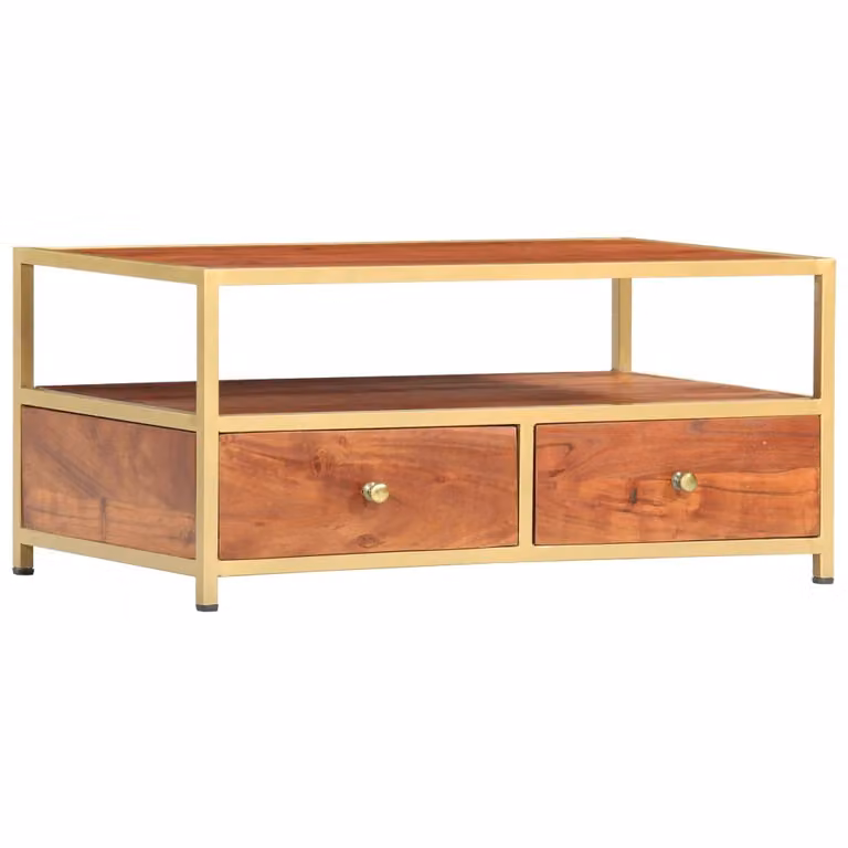 The Living Store Tavolino 90 x 50 x 40 cm in legno massiccio di acacia