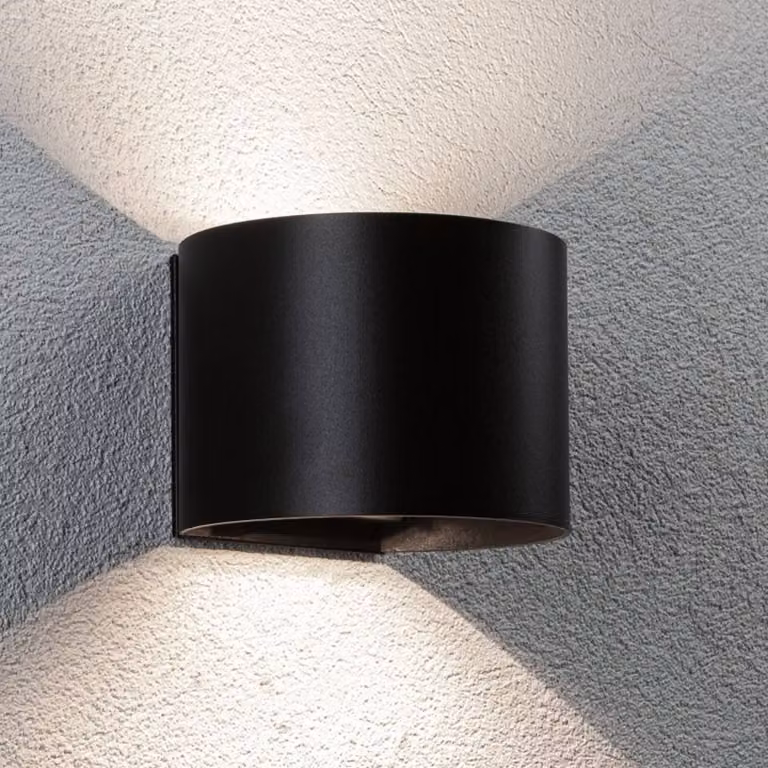 Paulmann Applique da esterni LED ricaricabile Nyora, nera, 14 cm, con sensore, IP44 Nyora, Nero, Bagno, Alluminio, Moderno, Applique da esterni