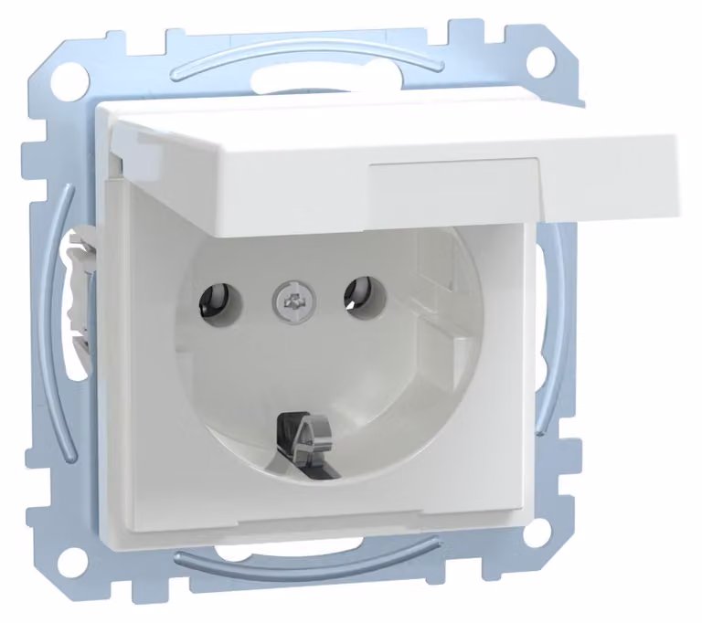 Merten MEG2310-0325 Presa di corrente con protezione dei contatti rialzata Protezione contatti + coperchio incernierato M-Pure active bianco/lucido
