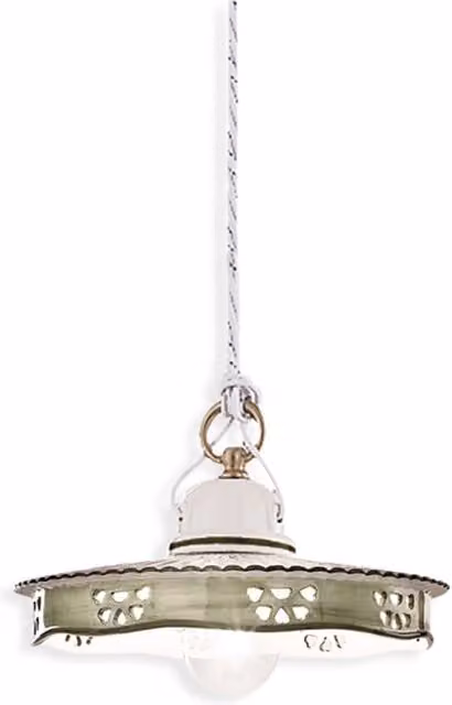 Lampadario Classico Alessandria Ceramica E Ottone Satinato Decorato 1 Luce E27