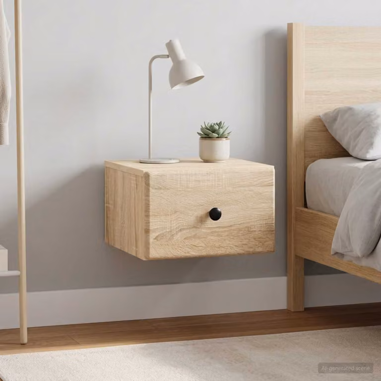 Set di 2 comodini sospesi vidaXL in Rovere Sonoma, L 34,5 cm x P 20 cm x H 33 cm