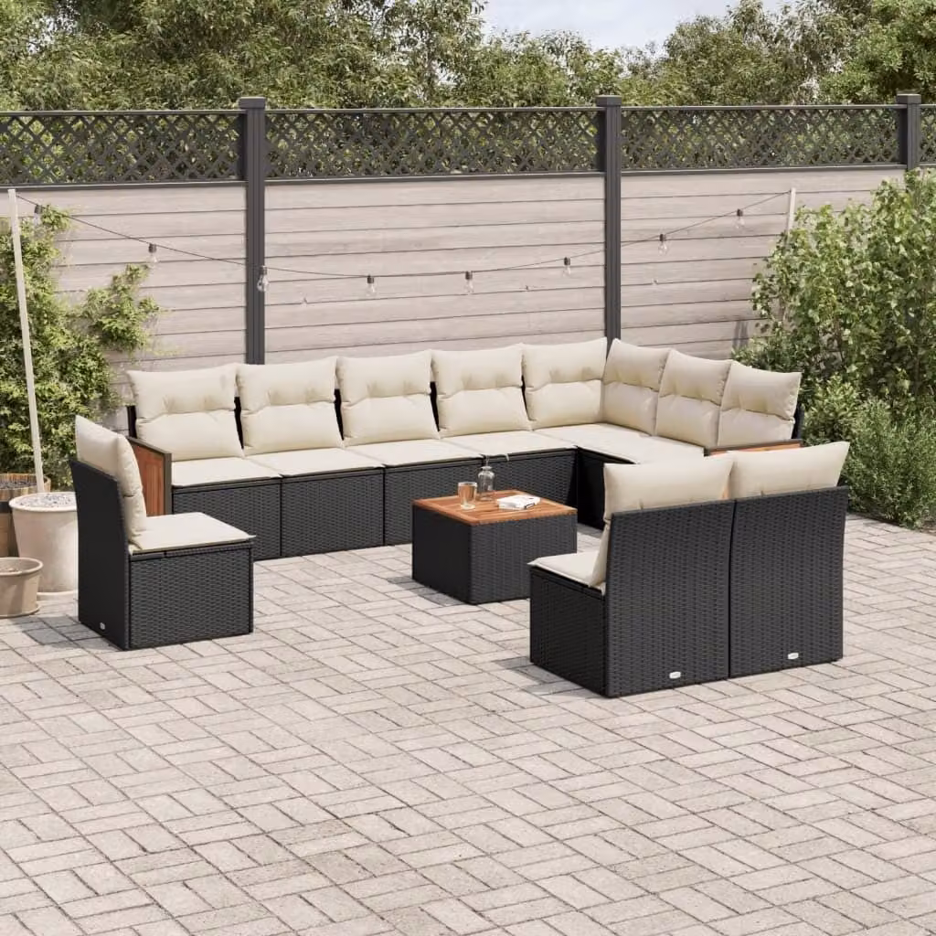 Maison Exclusive - Set da giardino 11 pezzi con cuscini in poly rattan nero