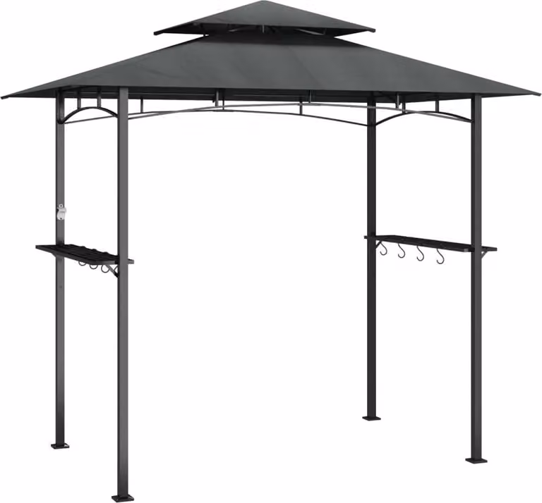 Gazebo Barbecue Ripiani Laterali Antracite 240x150x243 Acciaio
