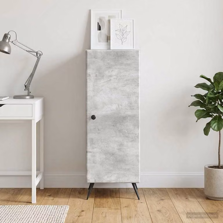 Credenza moderna vidaXL in legno ingegnerizzato MDF, colore grigio cemento, L/P/H: 33 x 34,5 x 90 cm