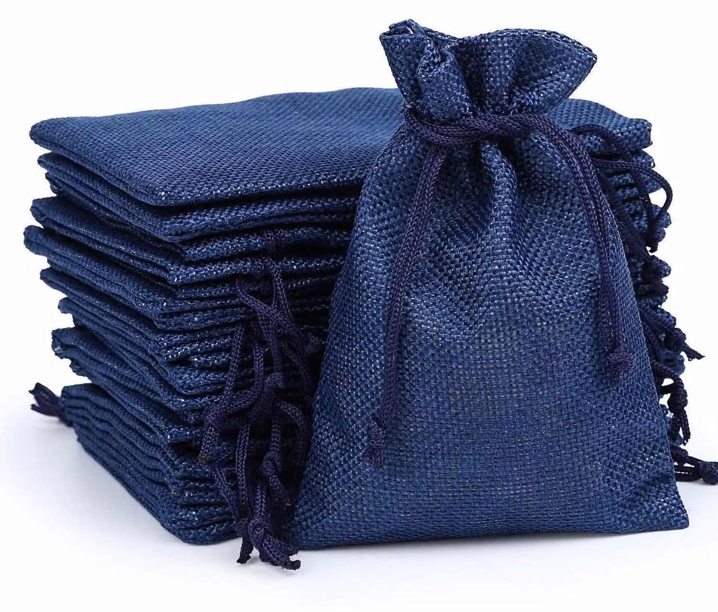Calendario dell'Avvento da riempire, 24 sacchetti, colore blu navy, dimensioni 10 x 14 cm, con coulisse