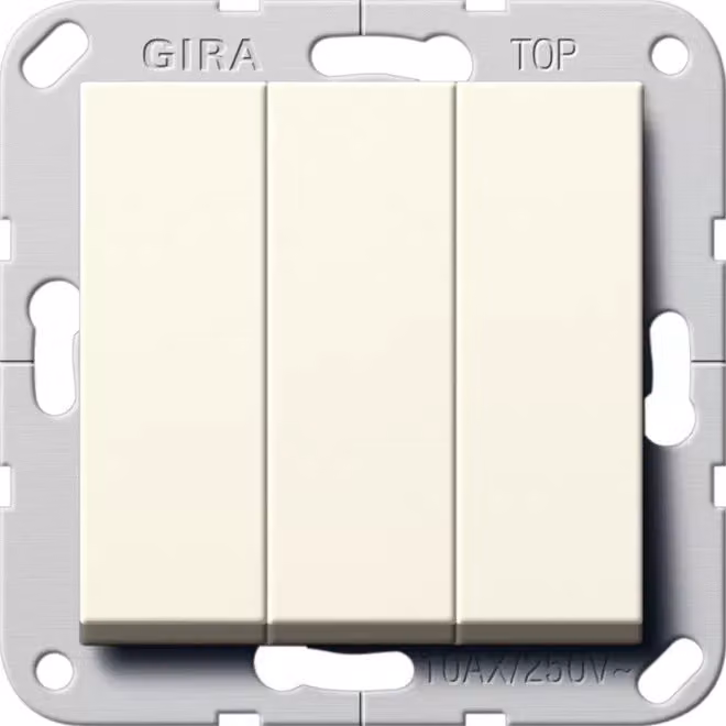 Gira 284401 Pulsante a 3 vie, contatto normalmente aperto, unipolare, sistema 55, bianco crema