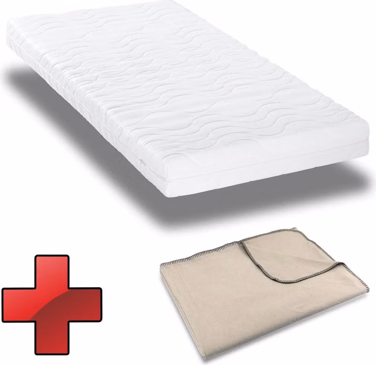 Materasso Premium a 7 zone 160x200 cm CloudComfort, altezza 15 cm, grado di rigidità H2/H3 + coperta avvolgente Sleezzz® Smart 150 x 200 cm