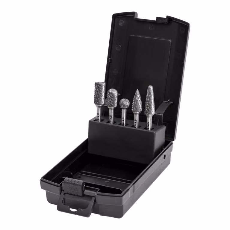 Set di frese STIER, 5 pezzi, versatili per lavori di fresatura precisi su metallo, legno e plastica, resistenti e di alta qualità per lavorare senza problemi