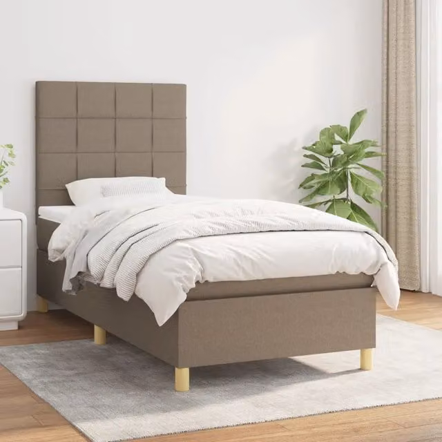 Giroletto a Molle con Materasso-Struttura Letto Tortora 80x200 cm inTessuto 949728