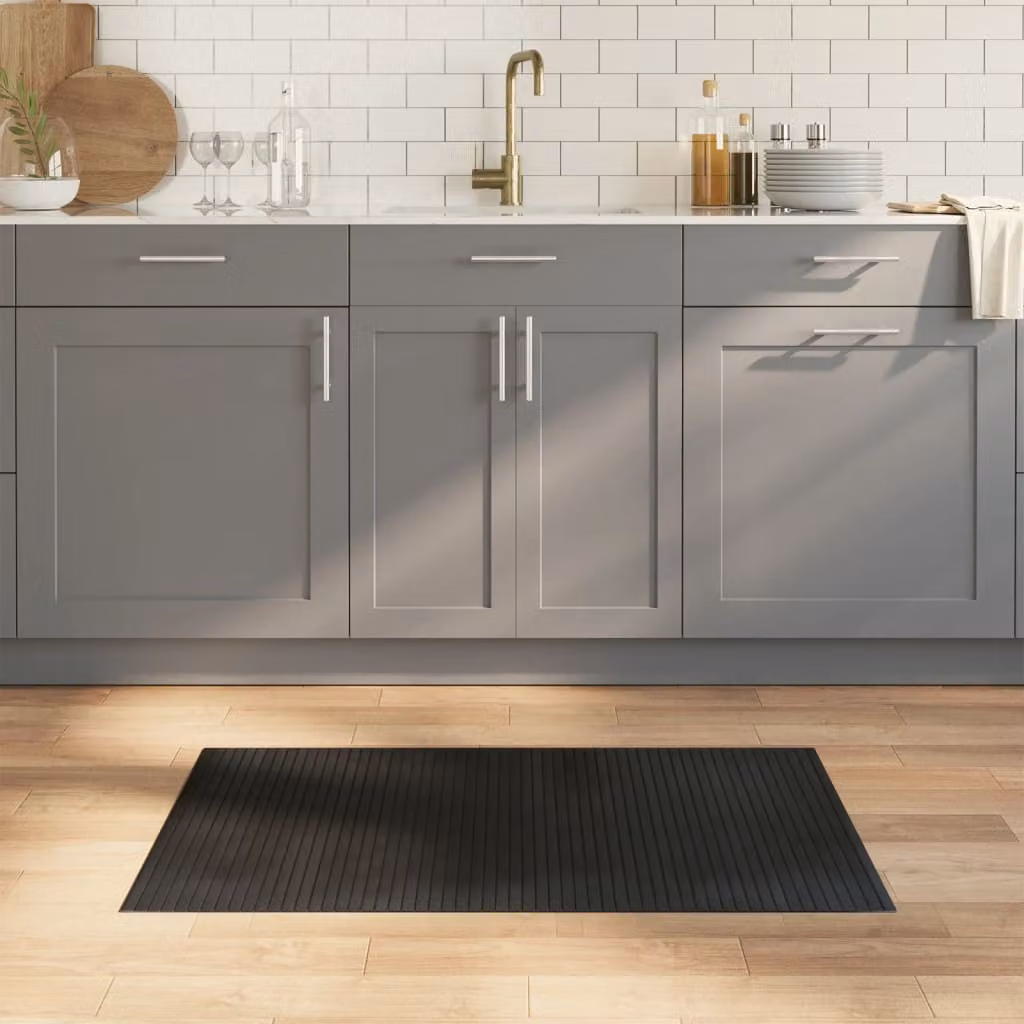 Tappeto rettangolare moderno vidaXL in bambù nero, antiscivolo, L: 60 cm, P: 100 cm