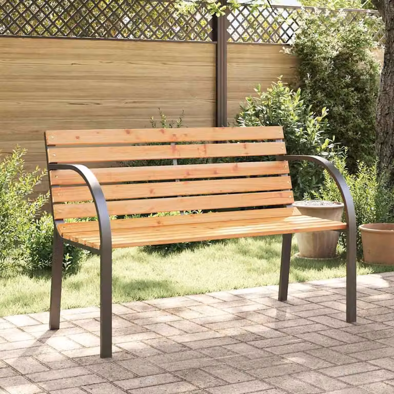 vidaXL Panca da Giardino per Bambini in Legno di Abete e Acciaio Marrone 81 cm