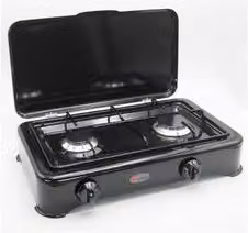 Fornello a gas Cf Parker 2 zone cottura GPL 5326N GP PFO26NGP nero smaltato L: 48 cm, P: 29 cm, H: 12 cm