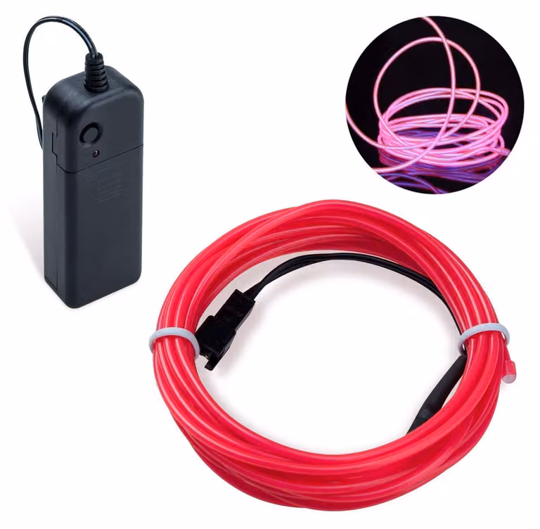 Cavo LED flessibile per illuminazione neon, 3 metri, rosa, 3 modalità, impermeabile