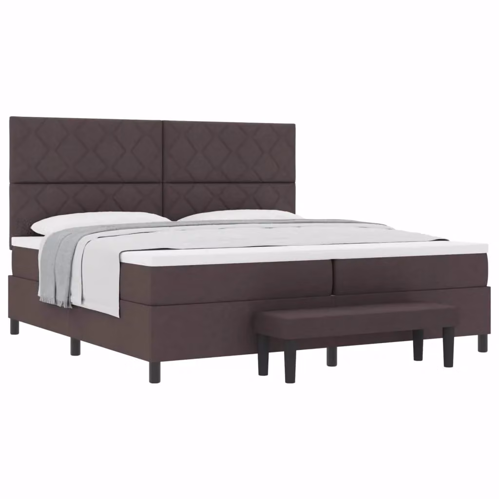 Letto ibrido con molle a sacchetto e testiera vidaXL in tessuto marrone, L/P/H: 200 x 200 x 280 cm – 2