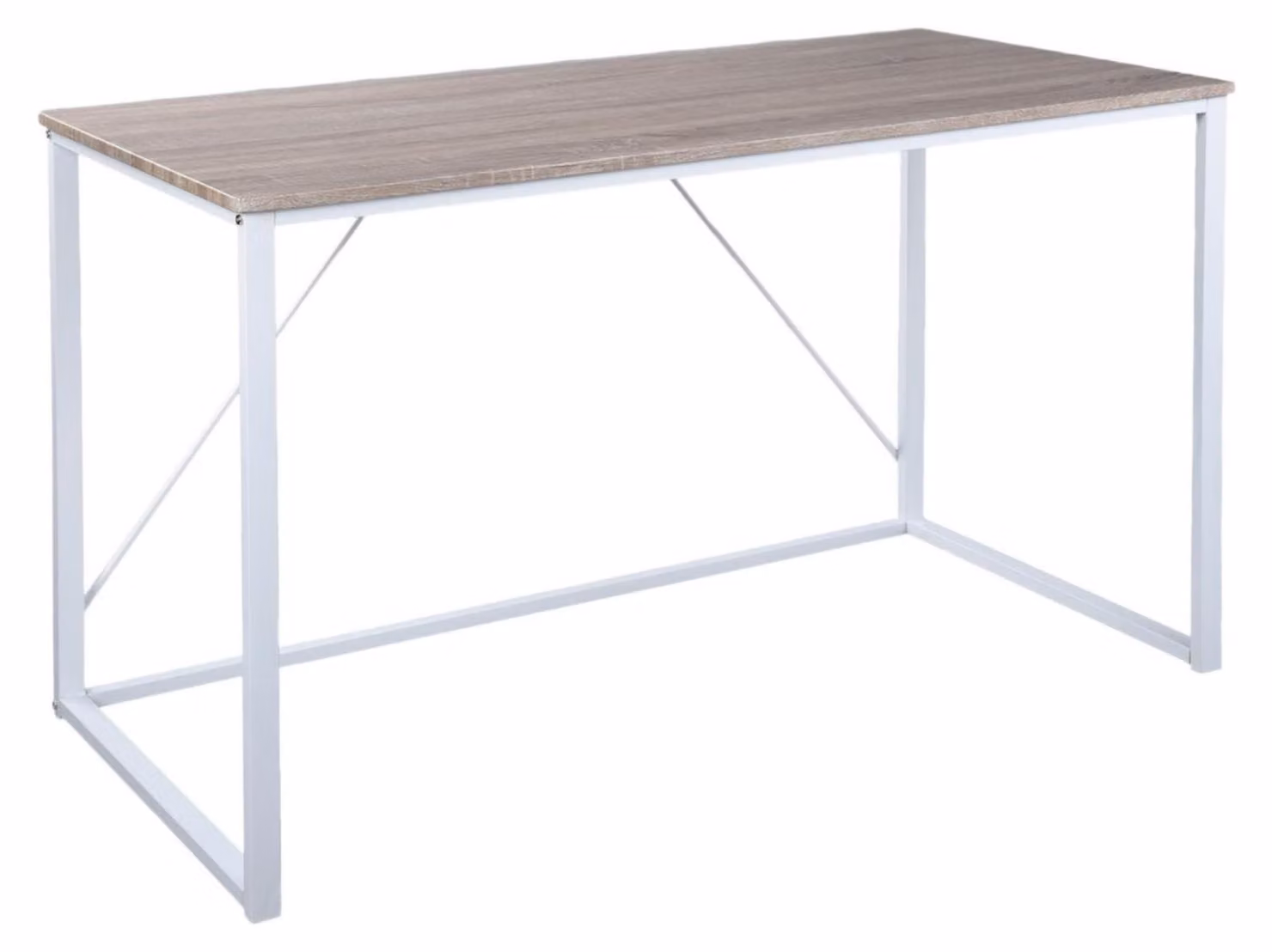 Tavolino pieghevole bianco, dimensioni 120x60x74 cm, in legno di faggio e metallo