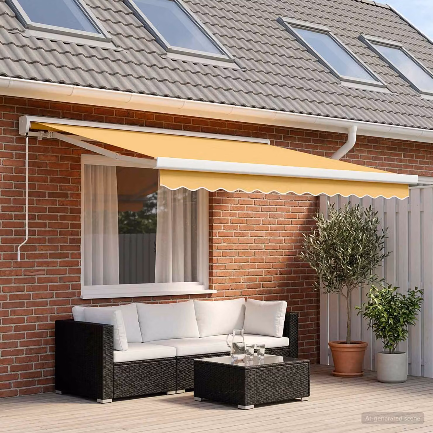 Tenda retrattile vidaXL color sabbia con bracci pieghevoli in alluminio e tela in poliestere, L 350 x P 250 cm