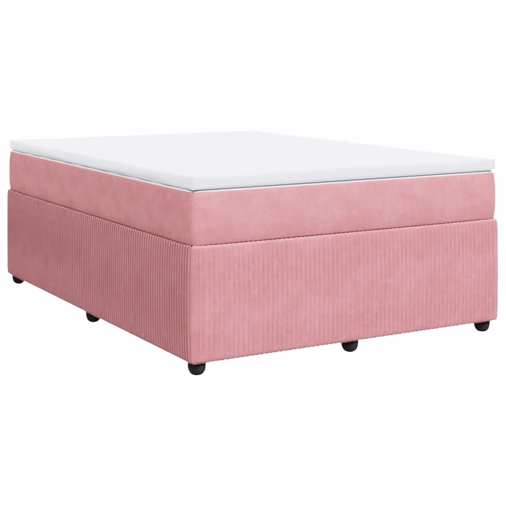Giroletto a Molle con Materasso Rosa 140x200 cm in Velluto