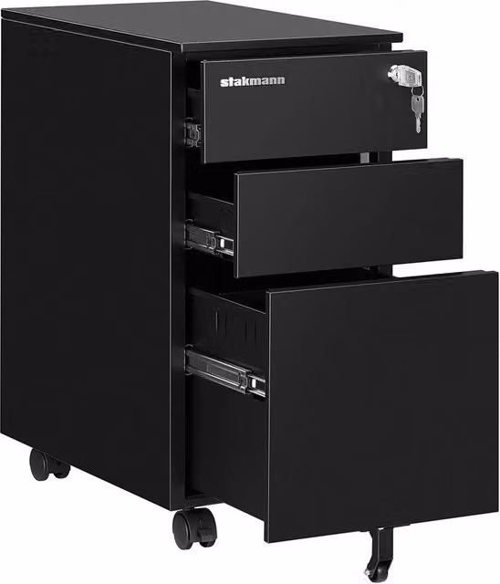 Cassettiera da ufficio GIORDANOSHOP in metallo nero con serratura e ruote L/P/H: 45 x 30 x 60 cm – 1
