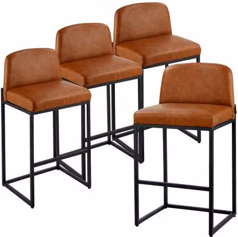 Set di 4 sgabelli da bar VEVOR in similpelle marrone con struttura in metallo per cucina e sala da pranzo