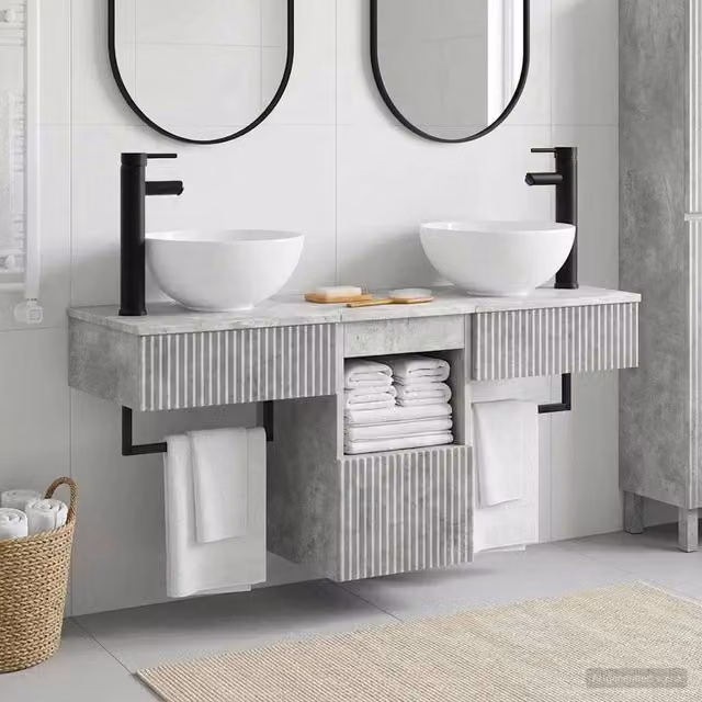 Set di mobili per il bagno 3 pz Grigio Cemento 3405580