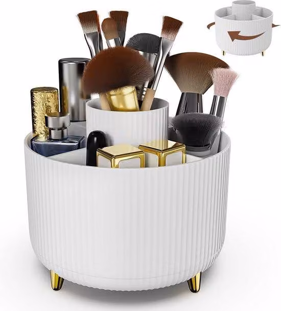 Portacosmetici girevole a 360 gradi, beauty case portatile, contenitore per cosmetici da trucco, da camera da letto