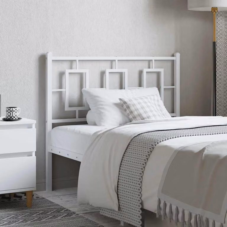 Testiera di ricambio vidaXL in metallo bianco con design geometrico classico per letto 100x200 cm
