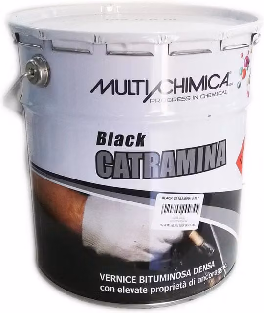 Multichimica Black Catramina Vernice Bituminosa Impermeabilizzante per Cemento, Colore Nero, 5 l