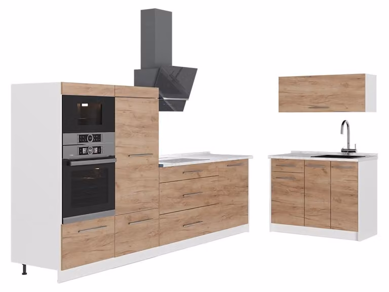Cucina Vicco Fame-Line Rovere dorato 380 cm, PL Marmo, Model 62944