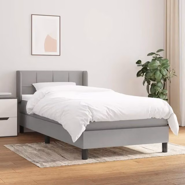 Giroletto a Molle con Materasso-Struttura Letto Grigio Chiaro 80x200 cm Tessuto 175146