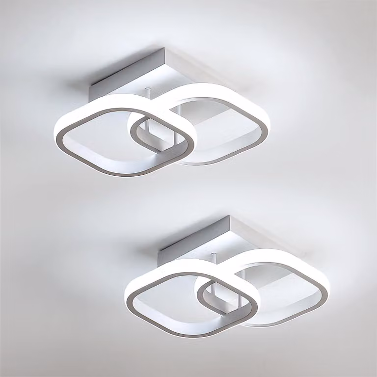 Comely, confezione da 2 plafoniere LED moderni, 24W, 2700 lumen, piccoli, quadrati, luce bianca fredda (6500K), illuminazione interna per camere da letto, soggiorni, corridoi, ingressi, balconi, scale