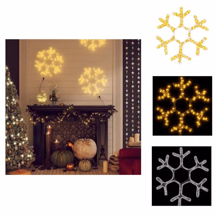 vidaXL LED silhouette fiocco di neve 72 LED bianco caldo 38x37 cm - Illuminazione natalizia