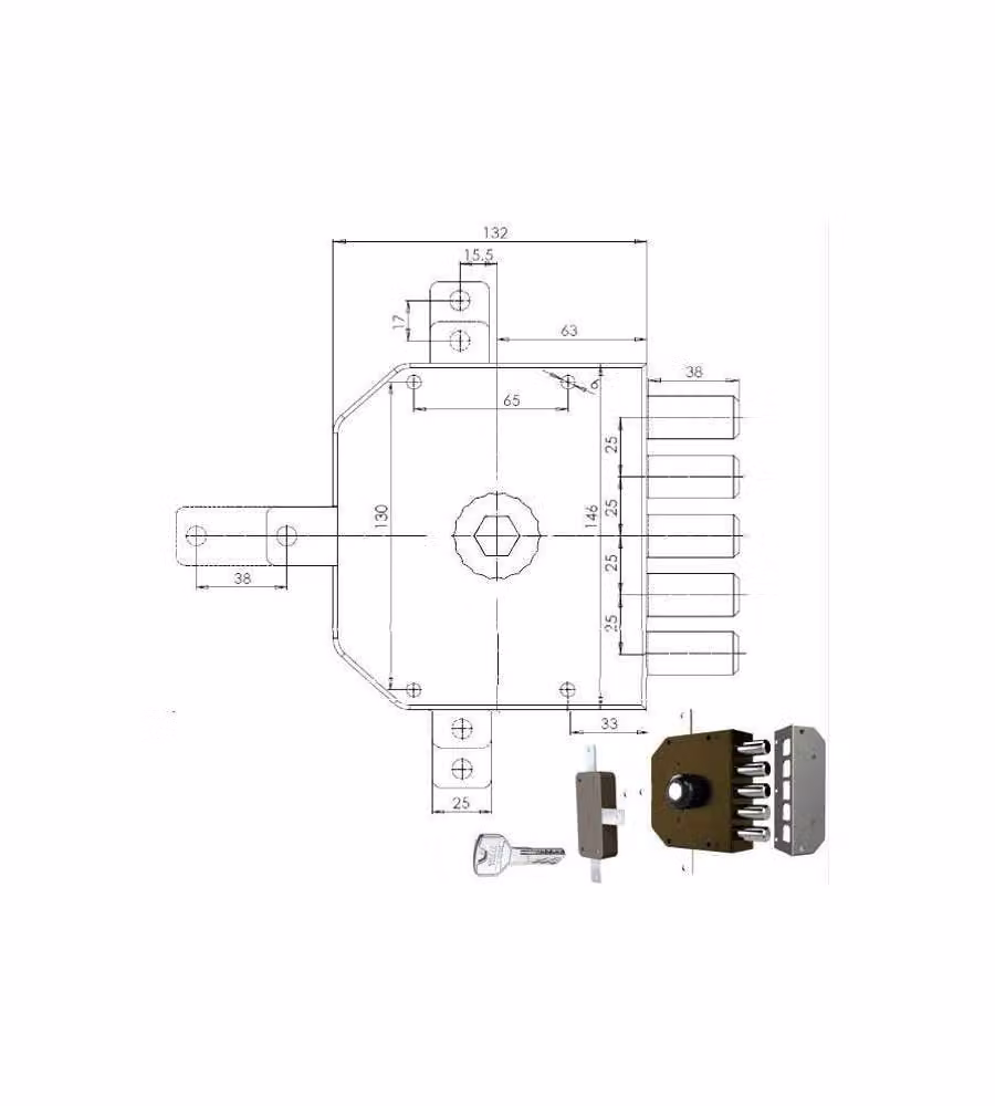 Serratura Sicura Quintuplice Dx Pompa 3300 Mc Cr