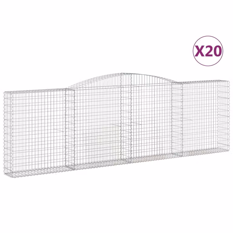 Cesti Gabbioni ad Arco 20 pz 400x30x120/140 cm Ferro Zincato