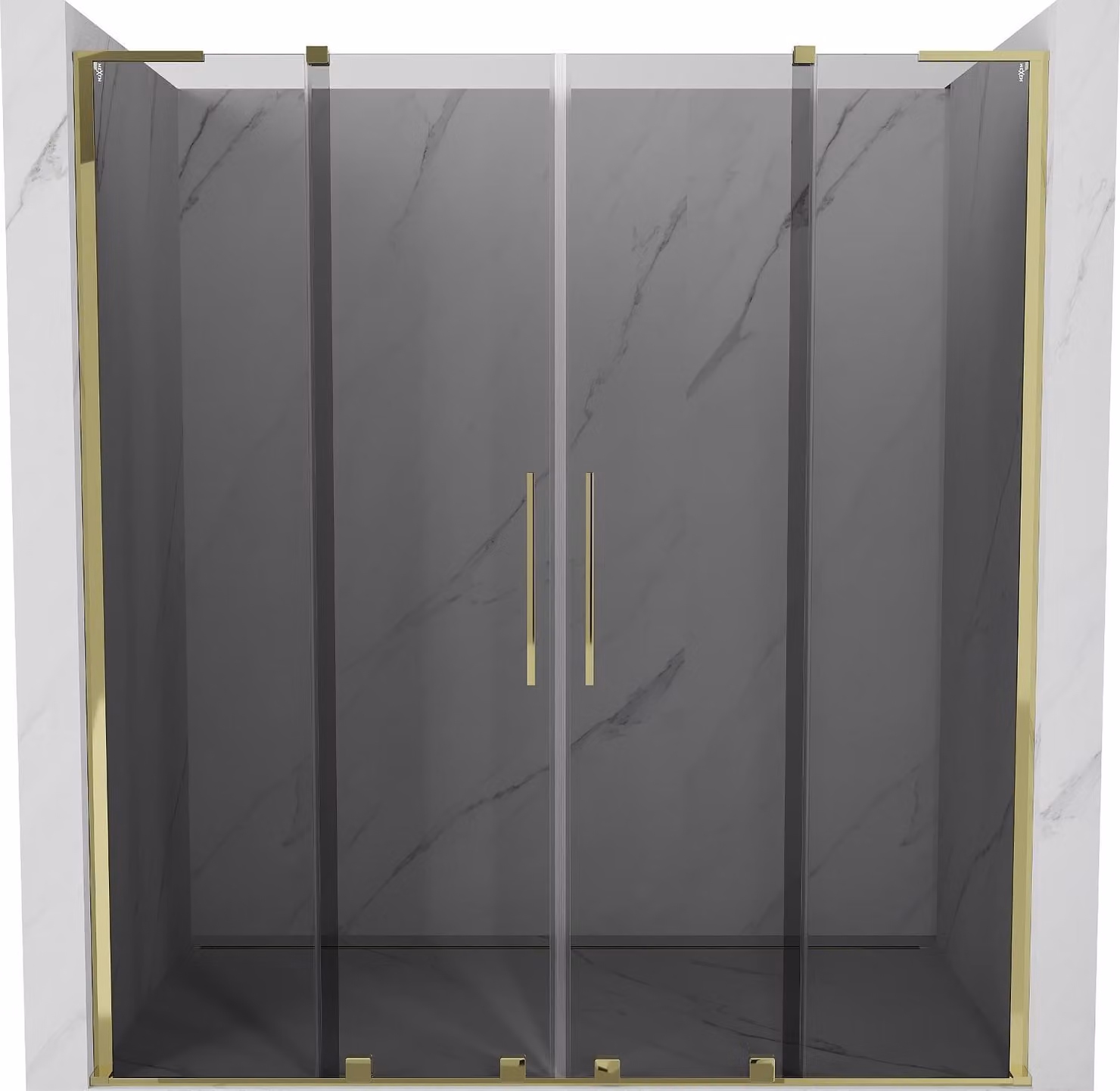 Mexen Velar L Duo porte doccia scorrevoli 170 cm, grafite, oro - 871-170-003-42-50