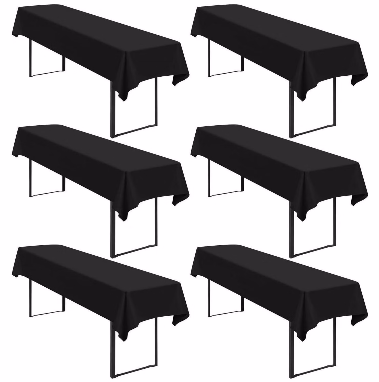 Tovaglia per birreria, set da 6 pezzi, 100 x 250 cm, colore nero, impermeabile, in poliestere