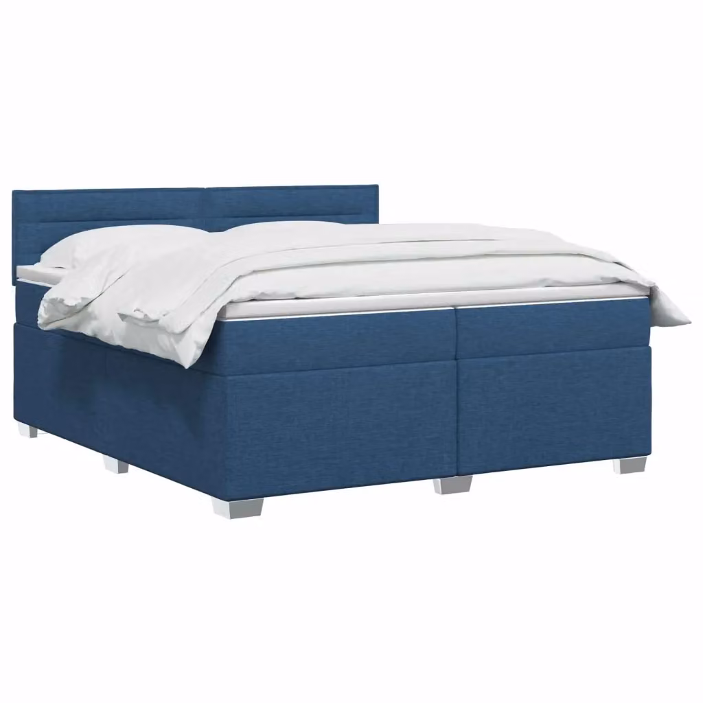Letto box spring con materasso ibrido vidaXL in tessuto blu e bianco L/P: 200 x 200 cm – 2
