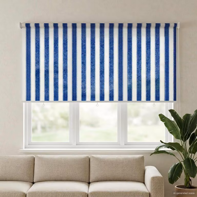 vidaXL Tenda a Rullo Esterna con Blocco UV 90% in HDPE, Strisce Blu e Bianche, L: 180 cm, H: 140 cm