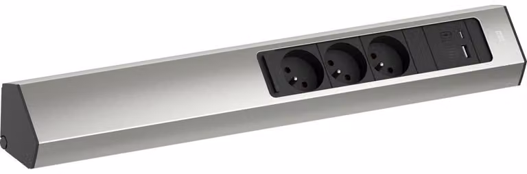 BACHMANN CASIA 2 3xUTE 1xUSB A/C 22W AEH look acciaio inossidabile - Presa multipla