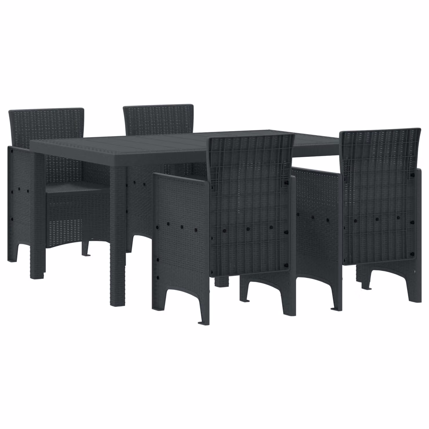 Set da Pranzo per Giardino e Terrazza vidaXL in Polyrattan Antracite, 5 Pezzi – 2