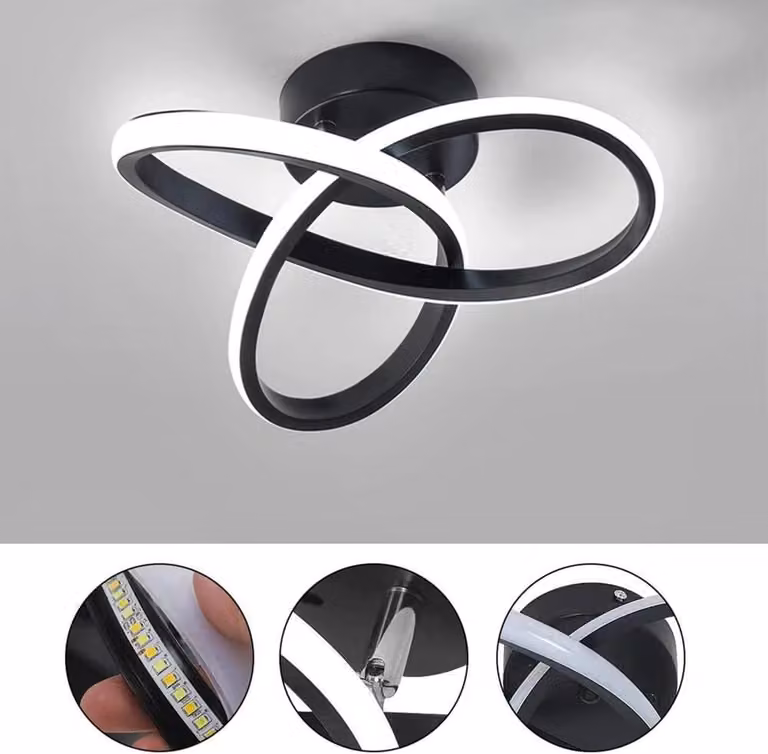 Pannello LED per soffitto - Modello A8301 - 22 W - 2200 lumen - Diametro 25 cm - Nero - Alluminio - Non dimmerabile