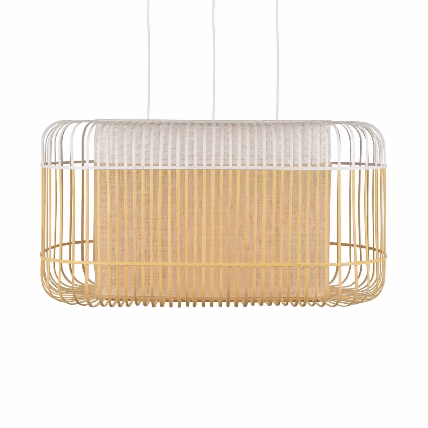 Forestier Lampada a sospensione Bamboo oval, dimmerabile, Legno chiaro, Soggiorno / Sala da pranzo, bambù, Design, Lampada a sospensione