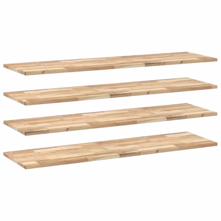 Set di 4 mensole da parete vidaXL in legno di acacia non trattato, colore marrone, L 120 x P 40 x H 2 cm