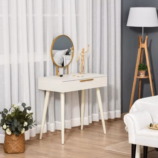 Cassettiera con specchio Minimal bianca L: 80 cm, P: 40 cm, H: 123 cm – 1
