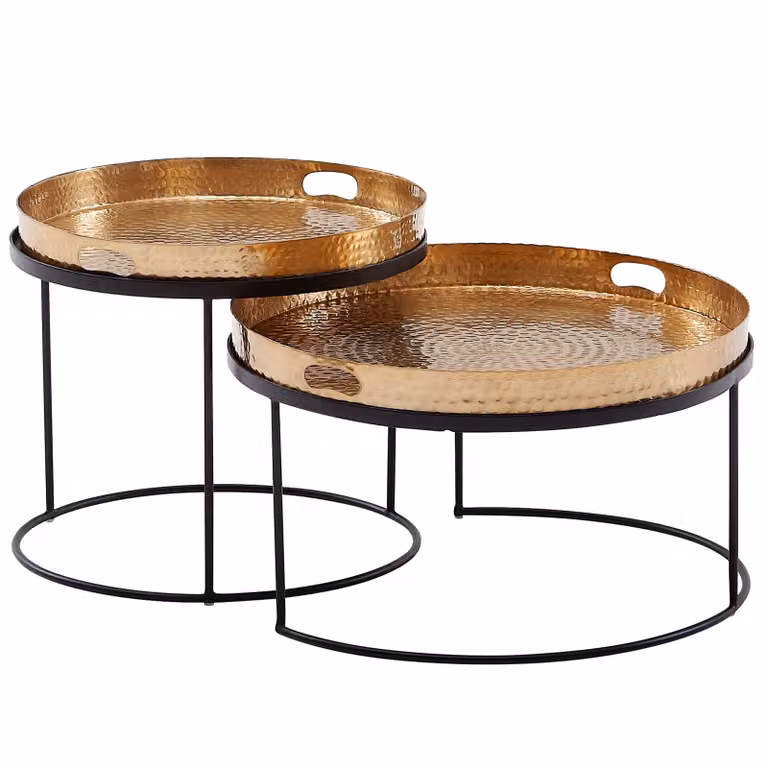 Set di 2 martelli in metallo oro/nero Tavolino rotondo con martello | Wohnling