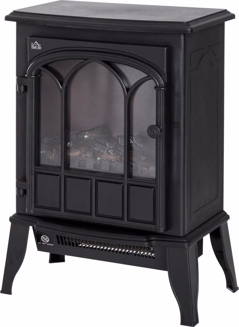 Camino elettrico Fortuna Lai 2000W Camino da appoggio con effetto fiamma LED, silenzioso, stufa elettrica con protezione termica in metallo