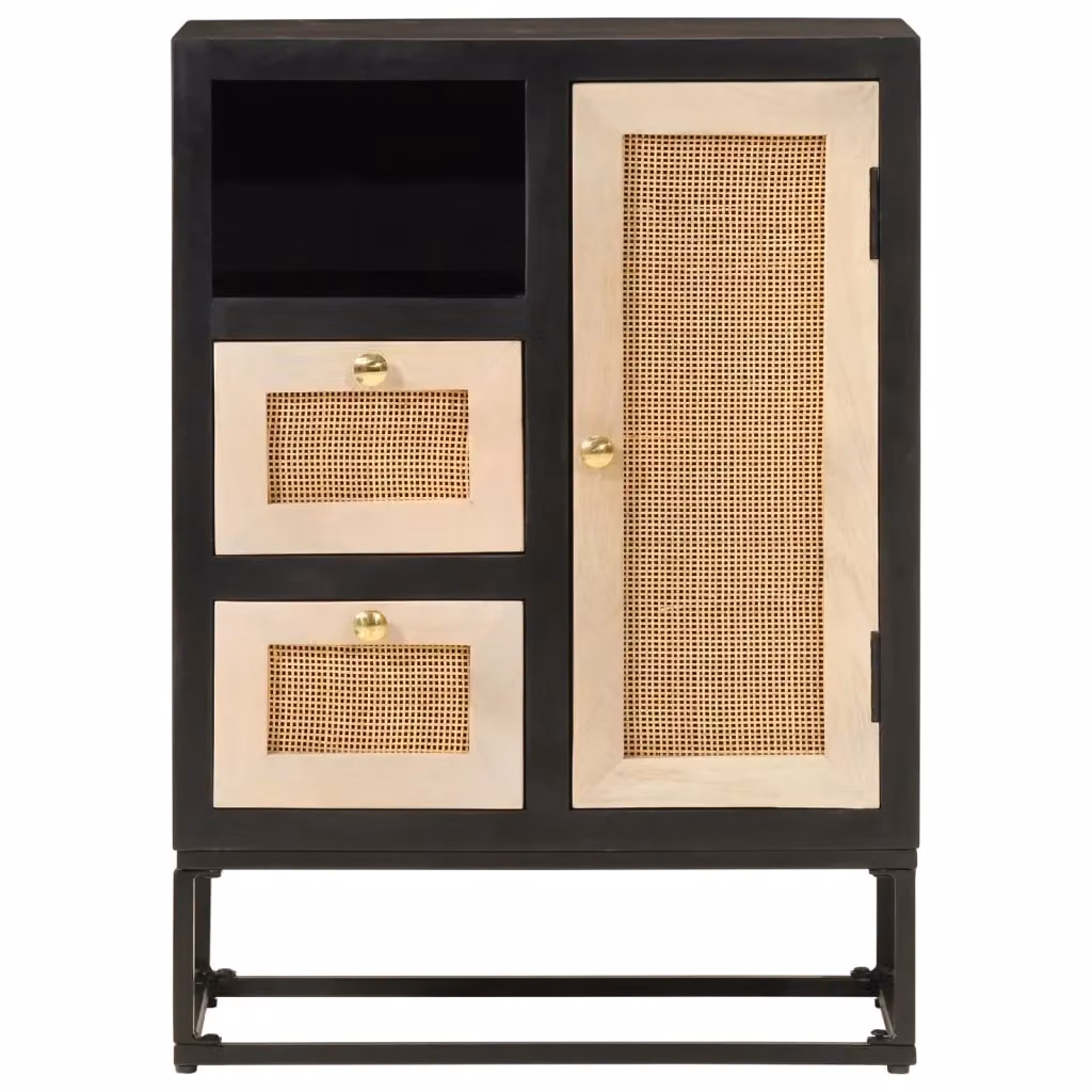 Credenza nera in legno di mango e metallo stile industrial vidaXL L/P/H: 55 x 30 x 76 cm – 2