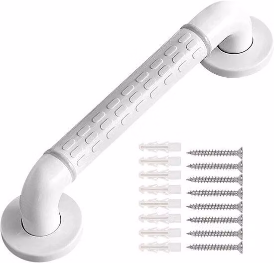 Supporto da parete Extra Grip - Maniglia - Supporto da bagno - Supporto da parete antiscivolo per WC da 35 cm, supporto per doccia in nylon RVS, maniglia di sicurezza per vasca da bagno, adatto ad anziani e persone con disabilità